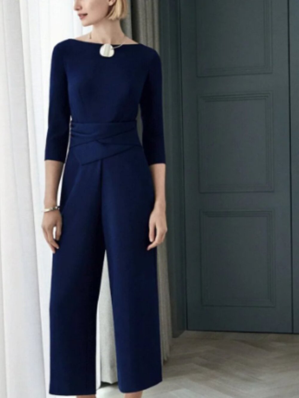 📌The Fold London Clever Crepe Lugano Jumpsuit Navy Size 6 - Like New